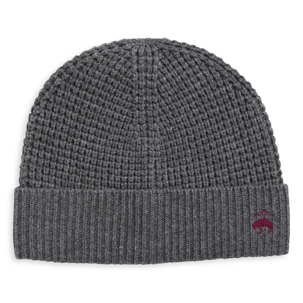 Brooks Brothers Wool & Cashmere Waffle Knit Beanie - Charcoal